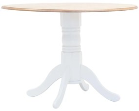 vidaXL Mesa de jantar 106 cm seringueira maciça branco e castanho