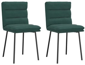 Cadeiras de jantar 2 pcs veludo verde-escuro