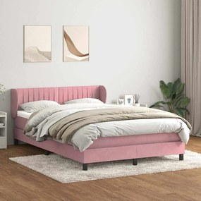 vidaXL Cama com molas/colchão 160x220 cm veludo rosa