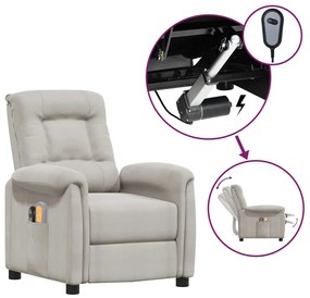 vidaXL Poltrona de massagens elétrica tecido de microfibra cinza-claro