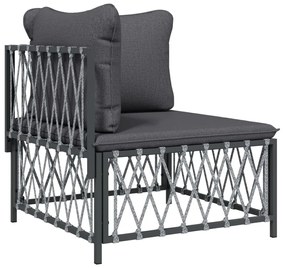 8 pcs conjunto lounge de jardim com almofadões aço antracite