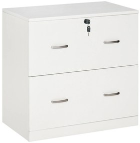 Vinsetto Armário para Aquivos com Gavetas Armário de Arrumação de Escritório com Fechadura e 2 Chaves 74x42x72cm Branco