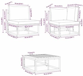 Conjunto de Sofá de Jardim 10 pcs Preto 70 x 70 x 32 cm