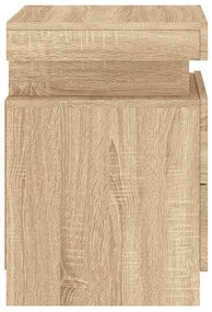Mesas cabeceira c/ luzes LED 2 pcs 35x39x55 cm carvalho sonoma