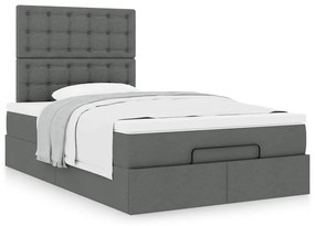 Estrutura de cama otomana com colchão cinza escuro tecido