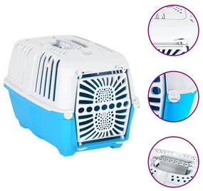 vidaXL Transportadora 48x31,5x33 cm polipropileno branco e azul