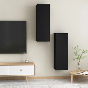 Móveis de TV 2 pcs 30,5x30x90 cm derivados de madeira preto