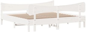 Cama sem colchão 200x200 cm madeira de pinho maciça branco