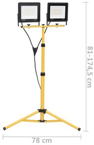 Projetor c/ iluminação LED e tripé 2x100 W branco frio