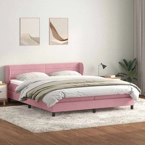 Cama com molas colchões 200x210 cm veludo rosa
