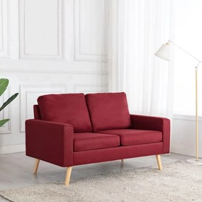 vidaXL Sofá de 2 lugares tecido vermelho tinto
