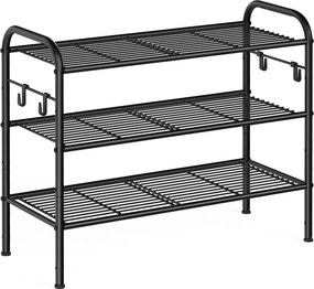 Sapateira com 3 prateleiras de grelha 28 x 68 x 53 cm para 12 pares de sapatos preto