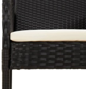 5 pcs conjunto de jantar p/ jardim c/ almofadões vime PE preto