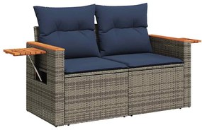 11 pcs conjunto sofás de jardim c/ almofadões vime PE/acácia