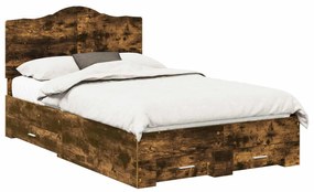 vidaXL Estrutura da Cama com cabeceira Carvalho Defumado 120 x 200 cm