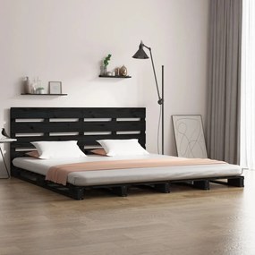 vidaXL Estrutura de cama 140x190 cm madeira de pinho maciça preto