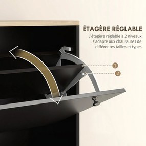 Sapateira, 80 x 23,5 x 121 cm, Capacidade para 24 Pares, Preto