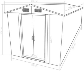 Abrigo de jardim 257x298x178 metal verde