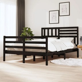 vidaXL Estrutura de cama 160x200 cm madeira maciça preto