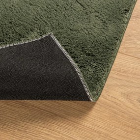 Tapete pelo curto macio lavável HUARTE 100x200cm verde-floresta