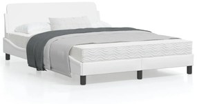 Estrutura cama c/ cabeceira couro artificial 140x190 cm branco