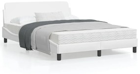 vidaXL Estrutura cama c/ cabeceira couro artificial 140x190 cm branco