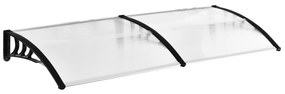 Outsunny Marquise para Portas e Janelas 195x75cm Marquise com Proteção para Sol e Chuva com Painéis de Policarbonato Transparente