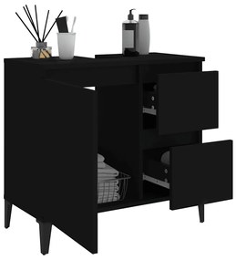 Armário de casa de banho 65x33x60cm derivados de madeira preto