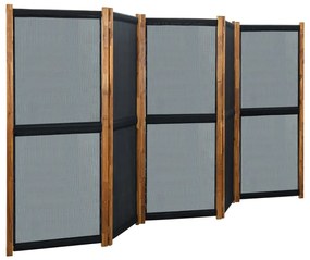 vidaXL Divisória com 5 painéis 350x170 cm preto