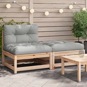 vidaXL Sofá sem apoio braços para jardim c/ almofadões e apoio de pés