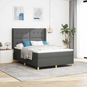 vidaXL Cama com Estrado e Colchão Cinza Escuro 140 x 190 cm
