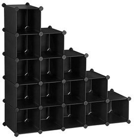 Sapateira com encaixe SONGMICS, organizador retangular de armazenamento, unidade de prateleira modular faça você mesmo com 15 compartimentos, guarda-roupa de arame metálico, preto LPC44HV1