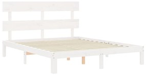 Estrutura de cama com cabeceira 160x200 cm madeira maciça