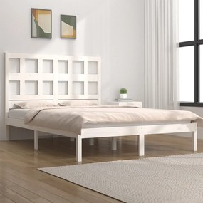 Estrutura de cama Super King 180x200 cm pinho maciço branco