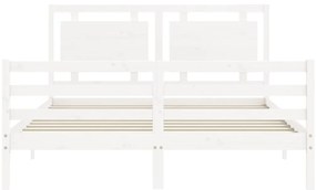 Estrutura de cama King Size com cabeceira madeira maciça branco