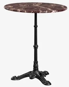 Mesa De Bar Redonda Ø60cm Em Pedra Natural Azteca Mármore Vermelho Cherry Gold - Preto - Sklum