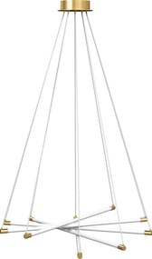 HOMCOM Luminária de teto LED, 50W, 5 tubos de luz ajustáveis, personalizável, iluminação de teto para sala de estar, sala de jantar, cozinha, Dourado+Branco | Aosom Portugal