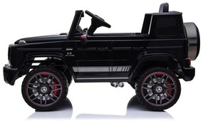 Carro elétrico para crianças 12V Mercedes G63 pneus de borracha, banco de couro Preto