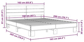 Estrutura de cama 160x200 cm derivados madeira/metal