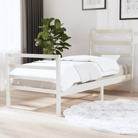 vidaXL Estrutura de cama pequena solteiro 75x190cm pinho maciço branco