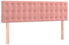 Cama box spring c/ colchão/LED 140x200 cm veludo rosa