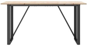 Mesa de jantar estrutura em O 140x80x75cm pinho e aço