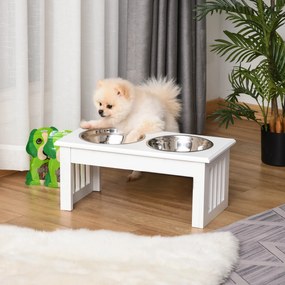Comedouro elevados para cães e gatos, comedouro duplo, suporte elevado com dimensões 44 x 24  x 15 cm, inclui 2 comedouros de 0,9 L em aço inoxidável,