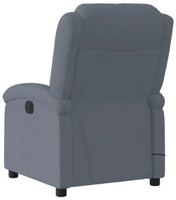 Poltrona de massagens reclinável elétrica veludo cinza-escuro