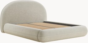 Cama estofada em chenille artesanal com arrumação Koji