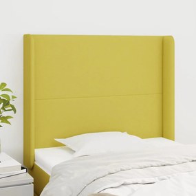 vidaXL Cabeceira de cama c/ abas tecido 83x16x118/128 cm verde