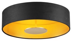 Plafon moderno preto com interior dourado incluindo LED regulável em 3 níveis - Bredow Moderno