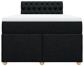 Cama boxspring com colchão 120x190 cm tecido preto