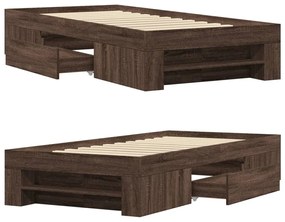 Estrutura cama s/ colchão derivados madeira carvalho castanho