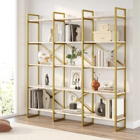 Estante VG6 – Mármore Branco e Dourado – 170x175x30 cm